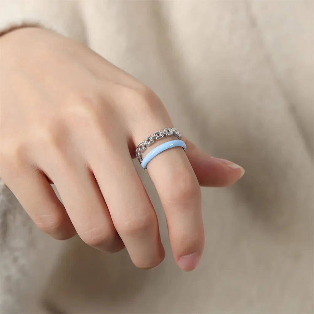 Enamel 18K Gold - Plated Open Ring - Extrinsic Beauty