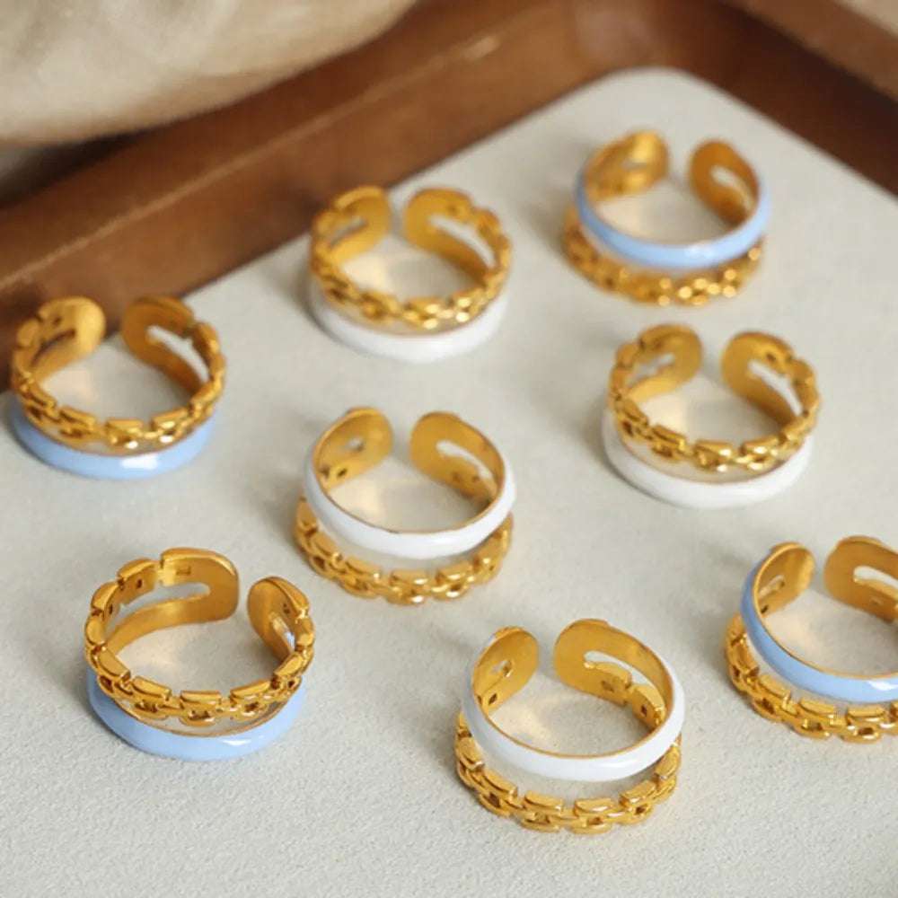 Enamel 18K Gold - Plated Open Ring - Extrinsic Beauty