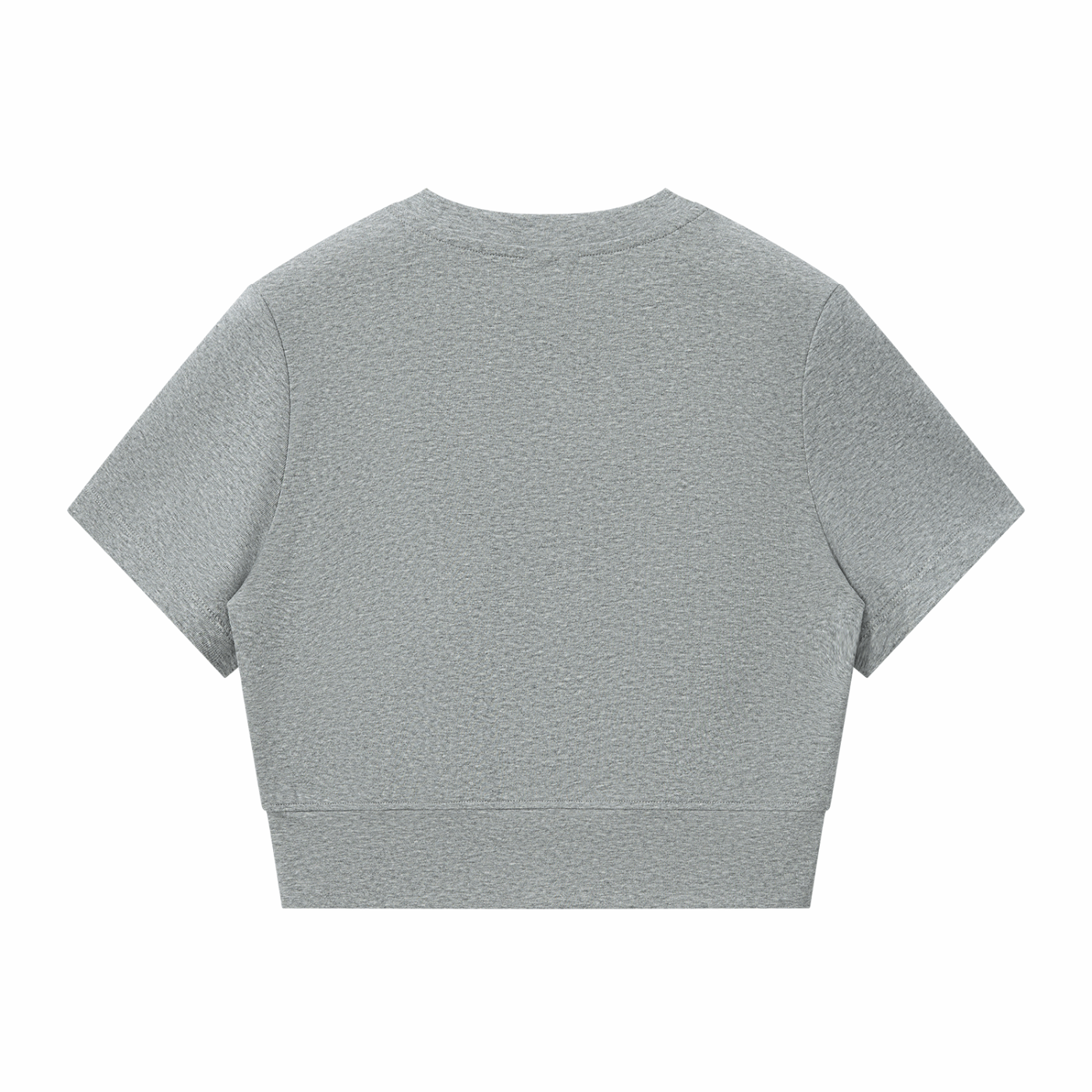 Gray paneling full-zip T-shirt with short sleeves and back seam detail