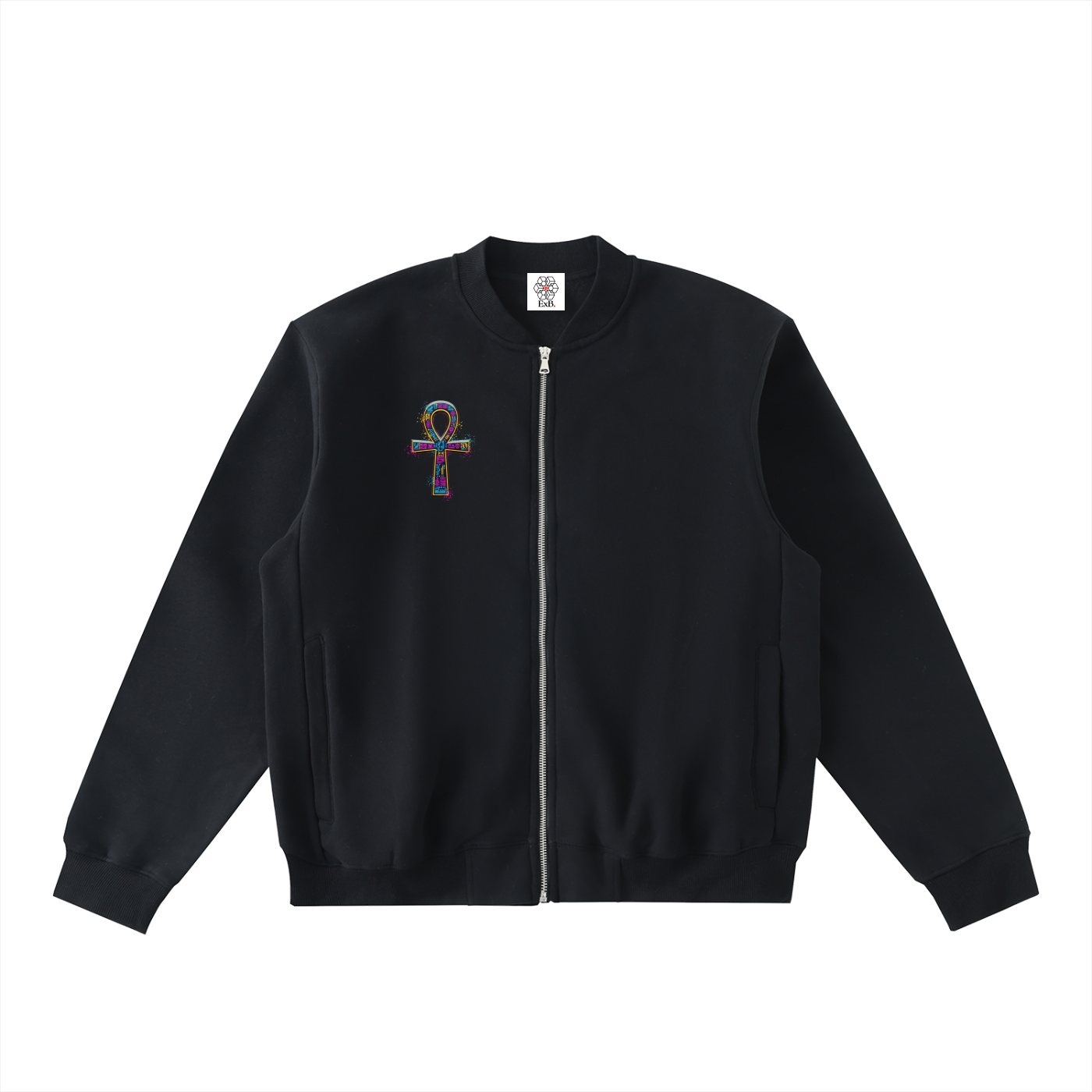 Essential Zip-Up Fleeced Varsity Jacket