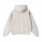 Cream zip-through boxy fleece hoodie with hood, back view