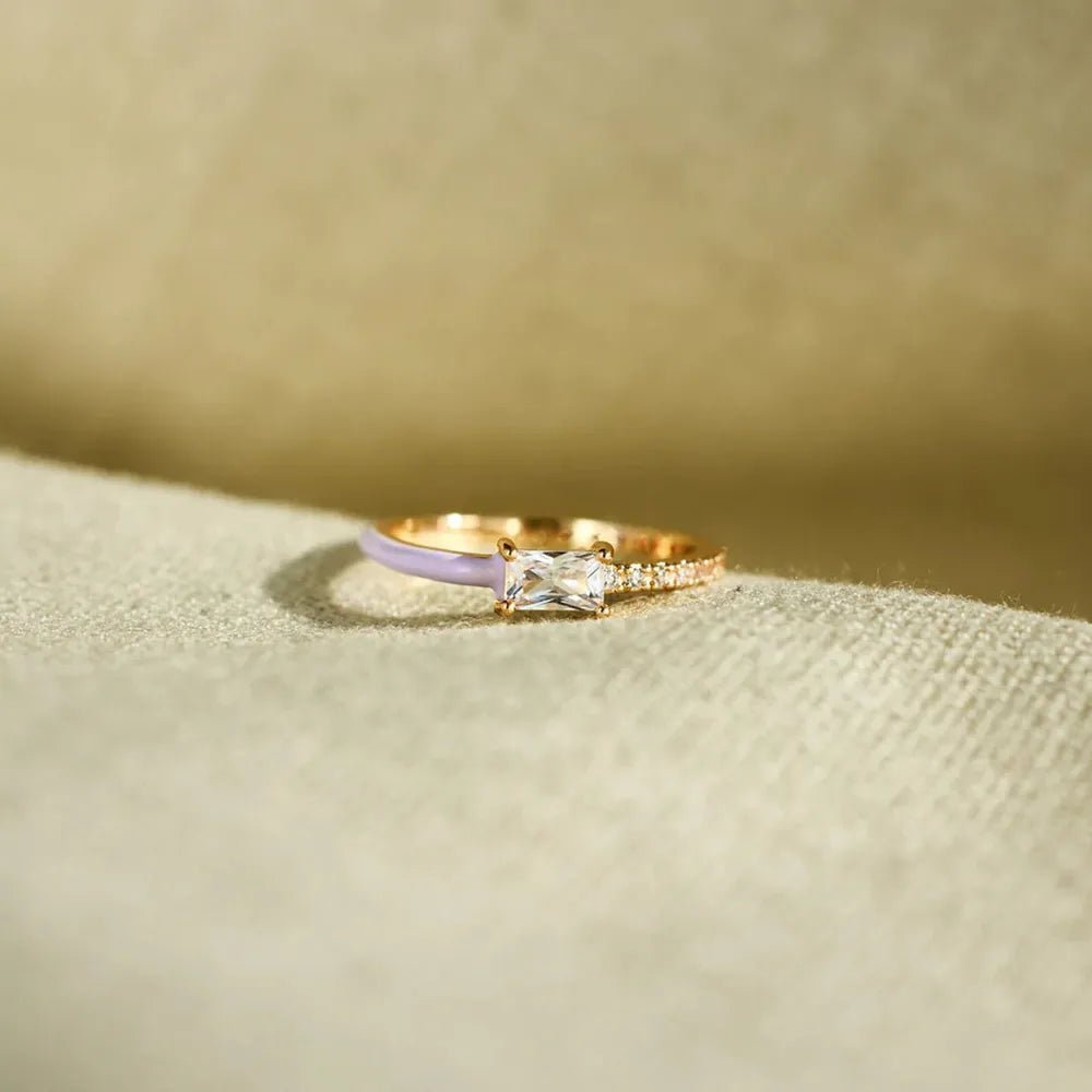 Heart Shape Inlaid Zircon Enamel Ring - Extrinsic Beauty