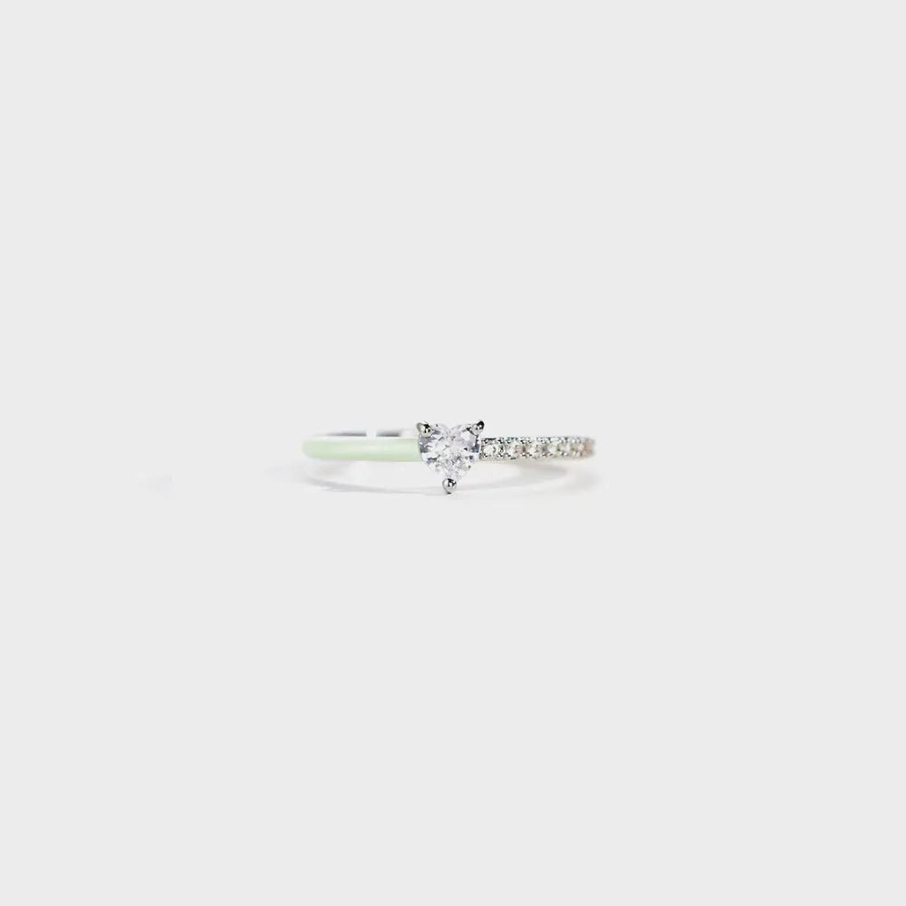 Heart Shape Inlaid Zircon Enamel Ring - Extrinsic Beauty