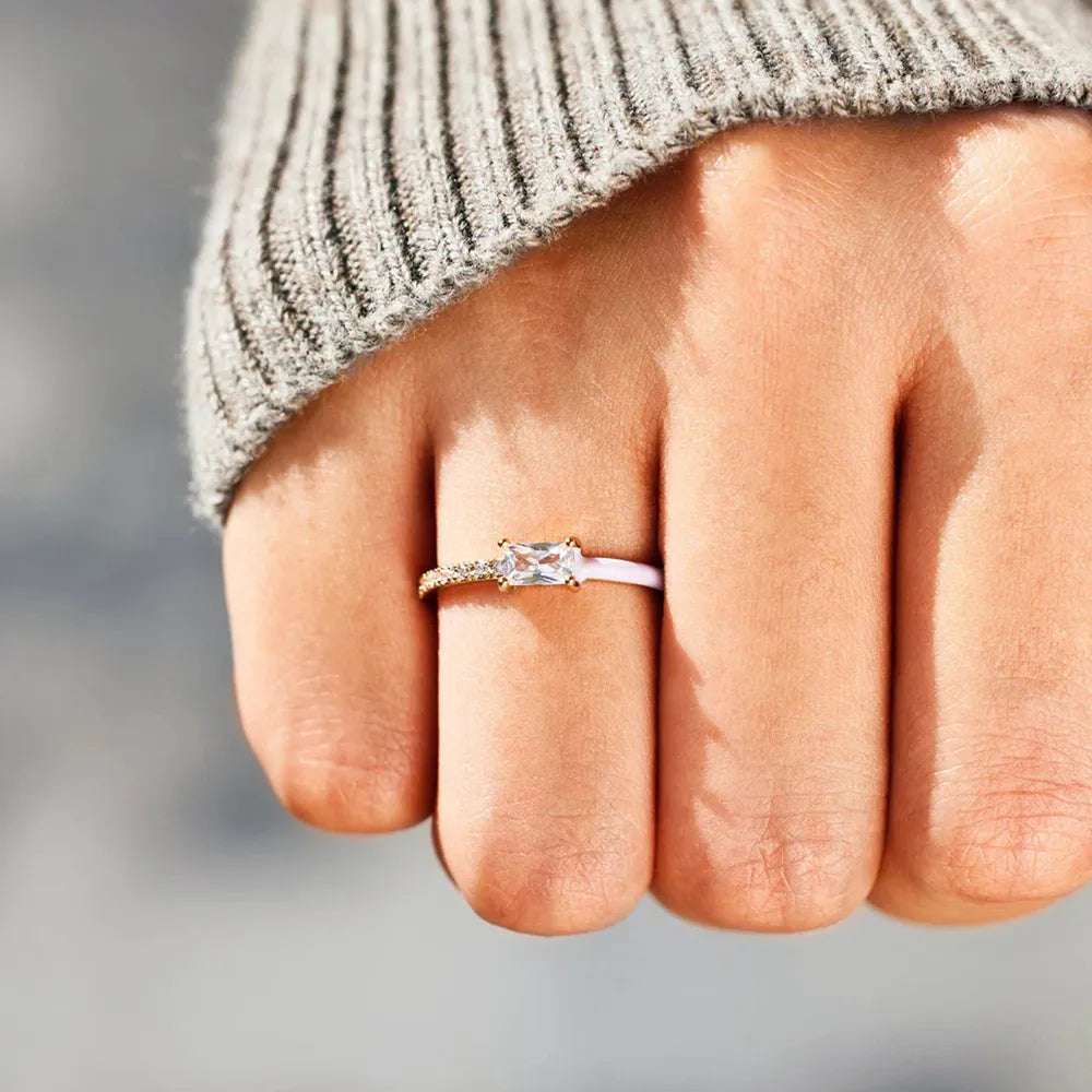 Heart Shape Inlaid Zircon Enamel Ring - Extrinsic Beauty