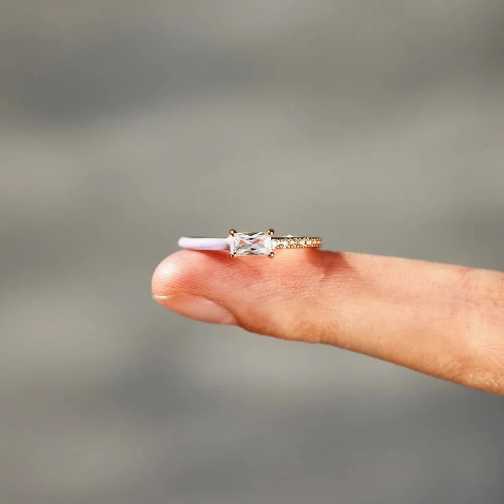 Heart Shape Inlaid Zircon Enamel Ring - Extrinsic Beauty