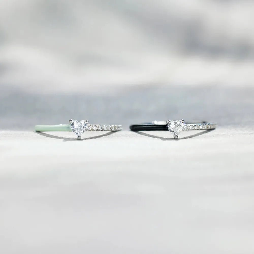 Heart Shape Inlaid Zircon Enamel Ring - Extrinsic Beauty