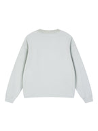 Light gray knitted oversize sweatshirt with crew round neck and long sleeves, back view