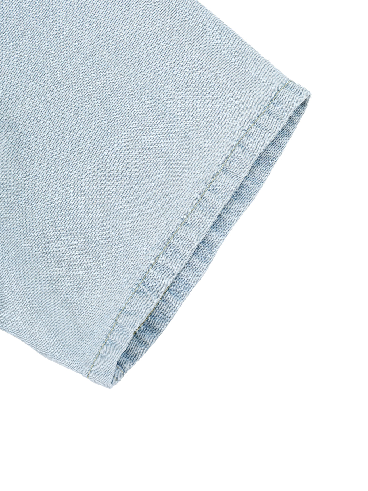 Light blue lyocell drop-shoulder shirt, stitched sleeve hem