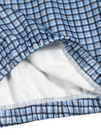 Quarter-zip plaid sweatshirt with elastic cuffs and hem, sky blue and dark blue checks