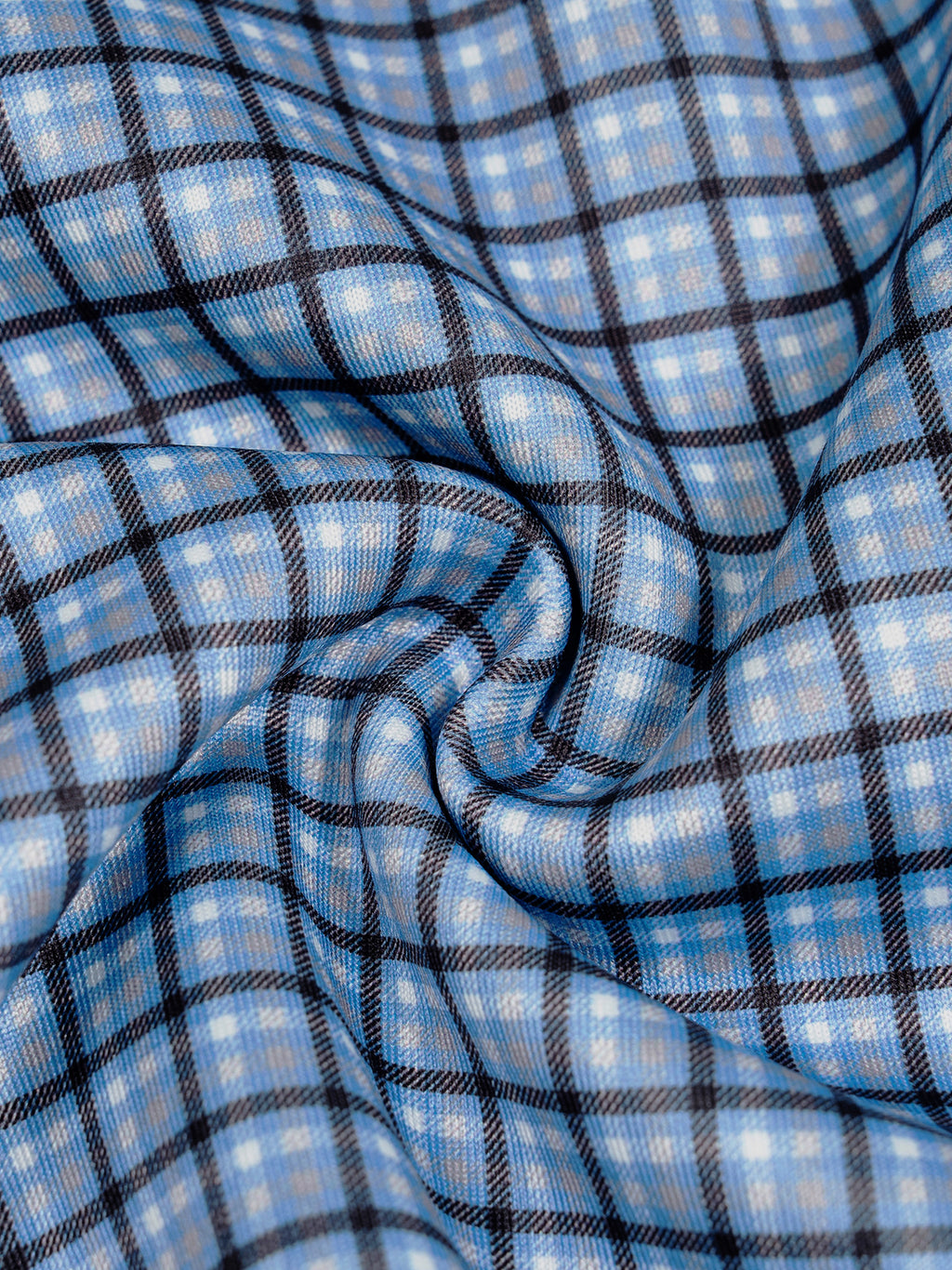Sky blue plaid fabric close-up with grid pattern