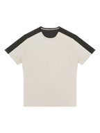 Beige performance t-shirt with black contrast sleeves and crew neck