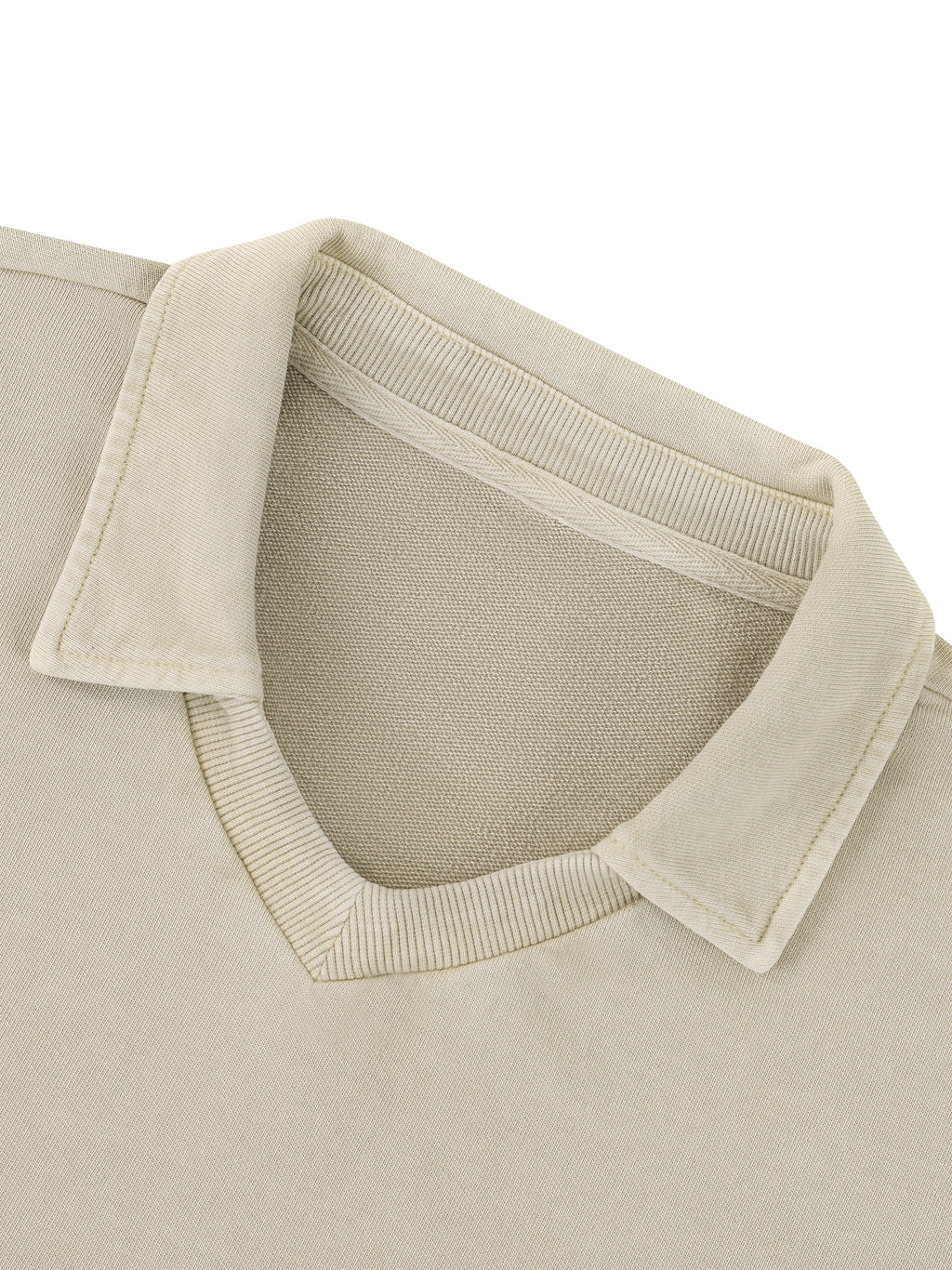 Cropped vintage wash sweatshirt with ribbed crew neck and striped hem trim