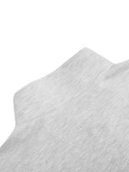 Light gray sweatshirt fabric with ribbed collar and cropped silhouette