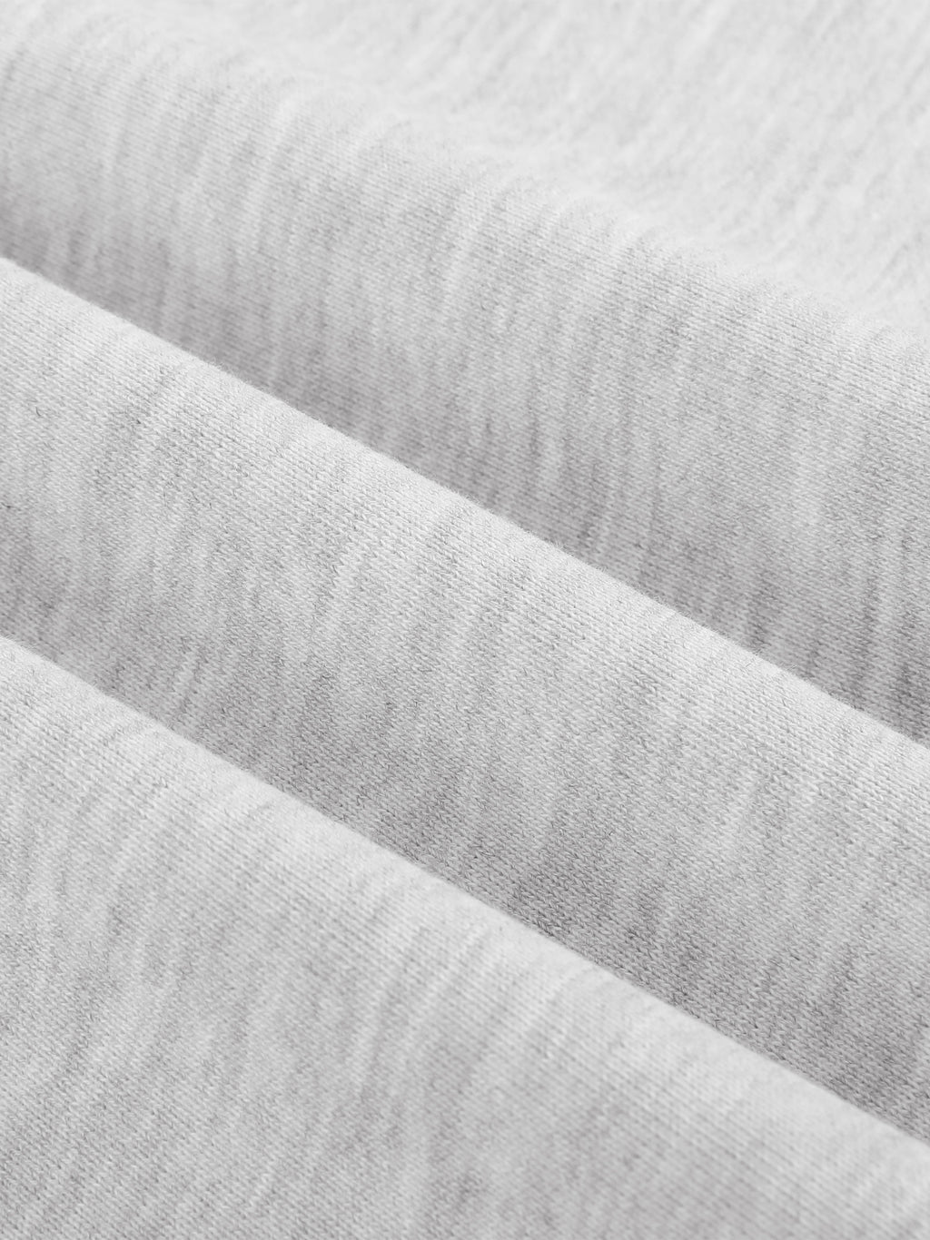 Light gray quarter-zip sweatshirt knit texture with seam lines and drape