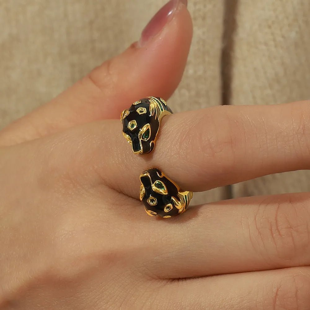 Inlaid Zircon Oil Drip Open Ring - Extrinsic Beauty