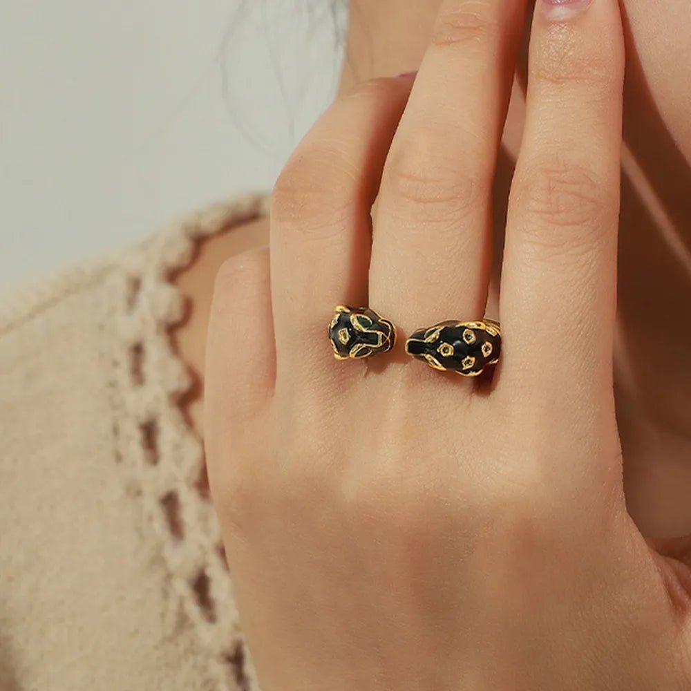 Inlaid Zircon Oil Drip Open Ring - Extrinsic Beauty