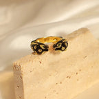 Inlaid Zircon Oil Drip Open Ring - Extrinsic Beauty
