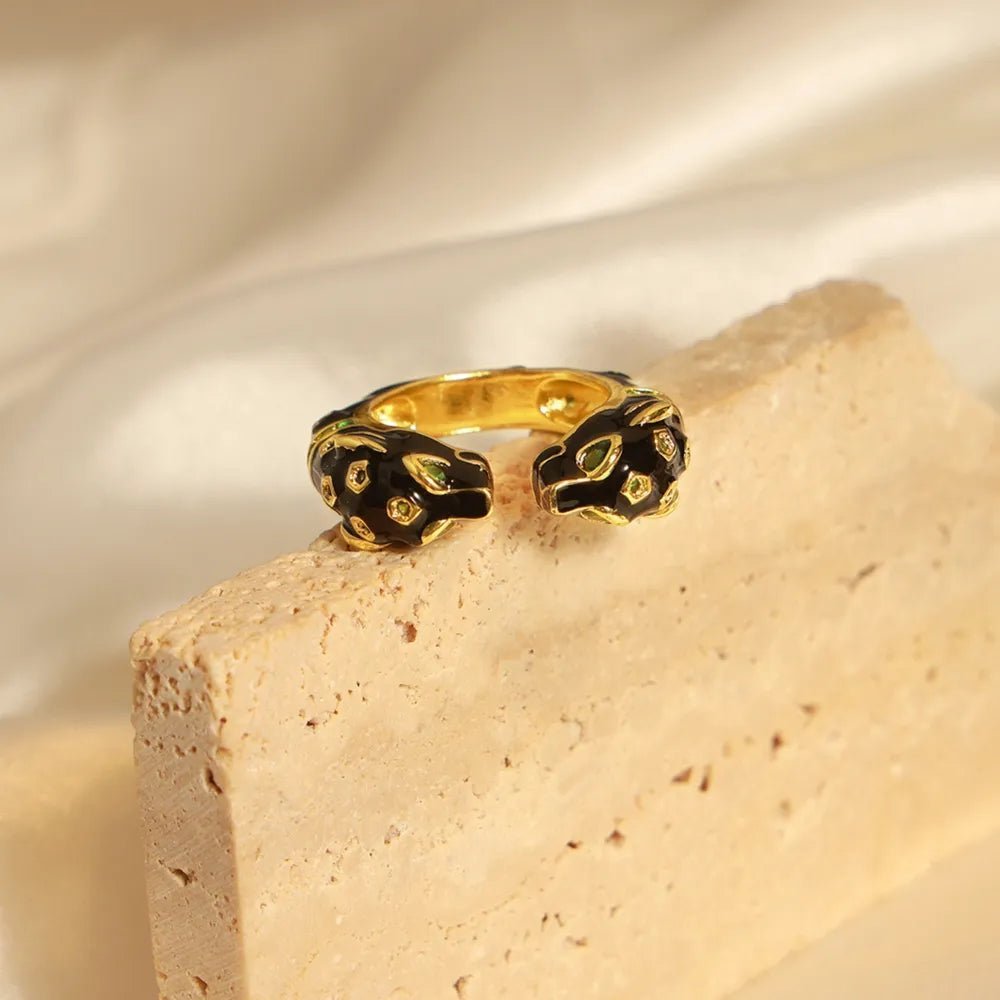 Inlaid Zircon Oil Drip Open Ring - Extrinsic Beauty