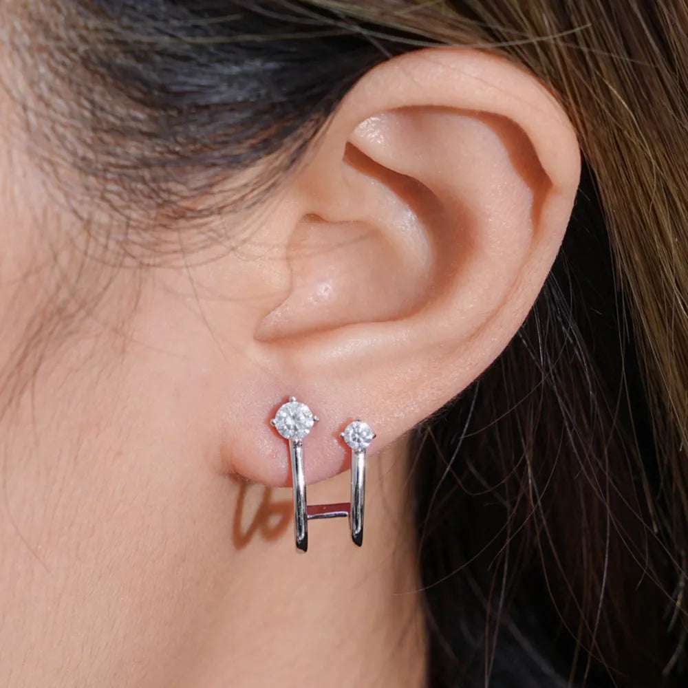 Moissanite 925 Sterling Silver C - Hoop Earrings - Extrinsic Beauty