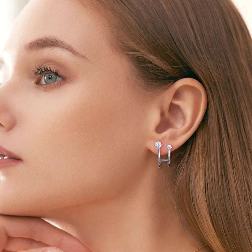 Moissanite 925 Sterling Silver C - Hoop Earrings - Extrinsic Beauty