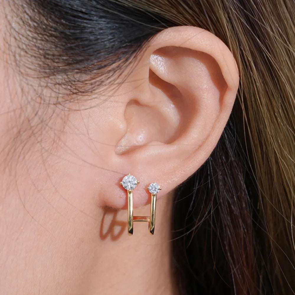 Moissanite 925 Sterling Silver C - Hoop Earrings - Extrinsic Beauty