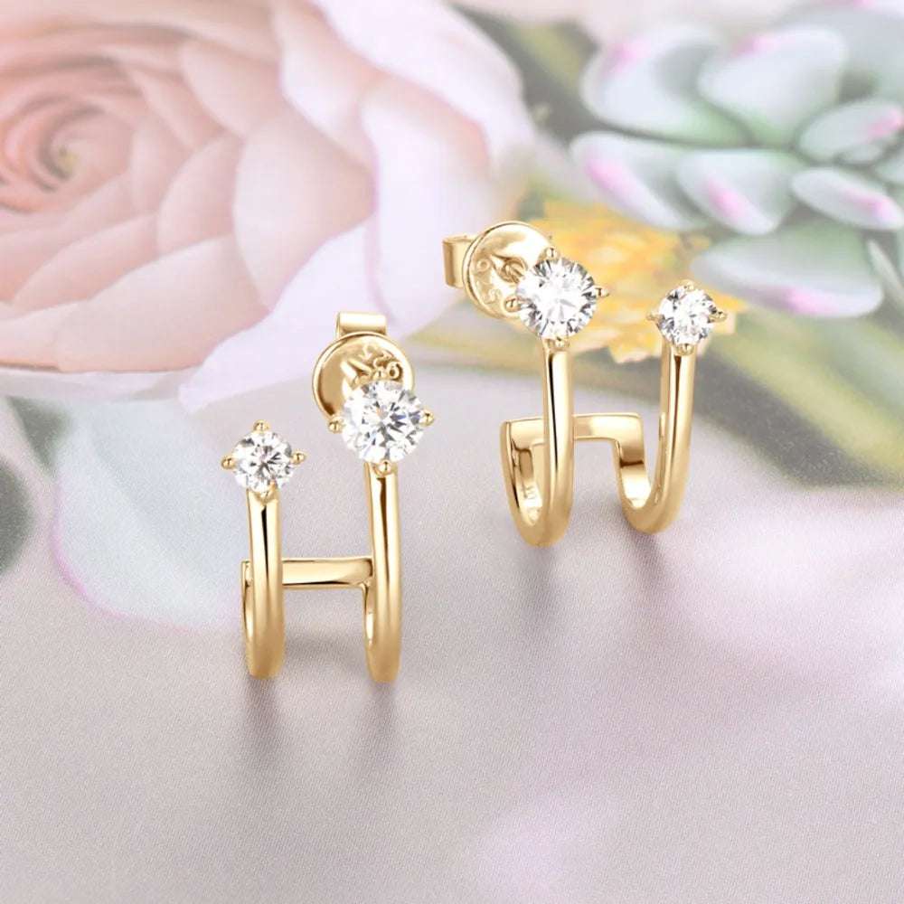 Moissanite 925 Sterling Silver C - Hoop Earrings - Extrinsic Beauty