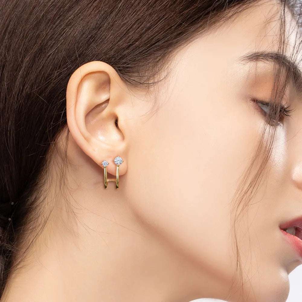 Moissanite 925 Sterling Silver C - Hoop Earrings - Extrinsic Beauty