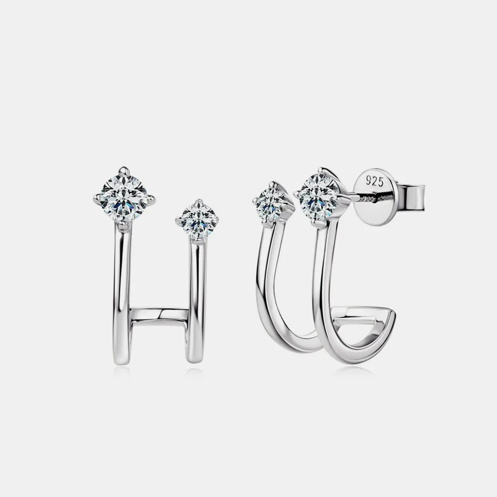 Moissanite 925 Sterling Silver C - Hoop Earrings - Extrinsic Beauty