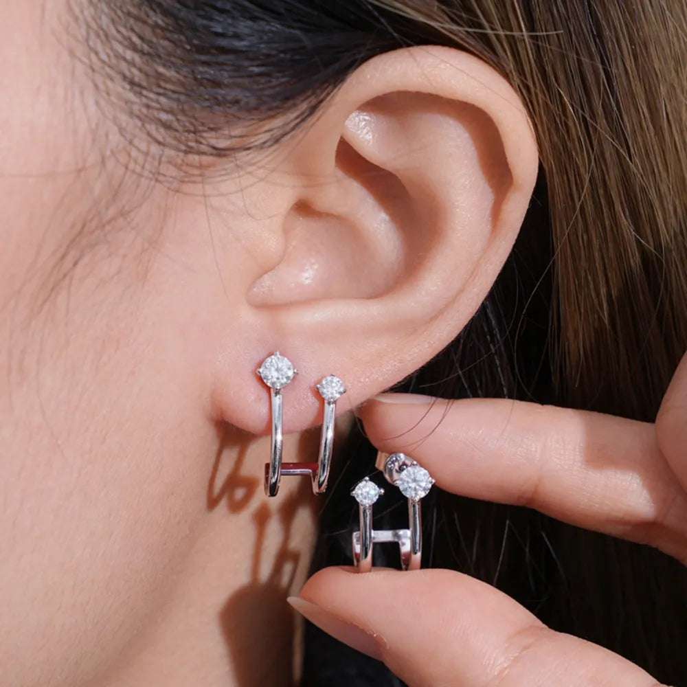 Moissanite 925 Sterling Silver C - Hoop Earrings - Extrinsic Beauty