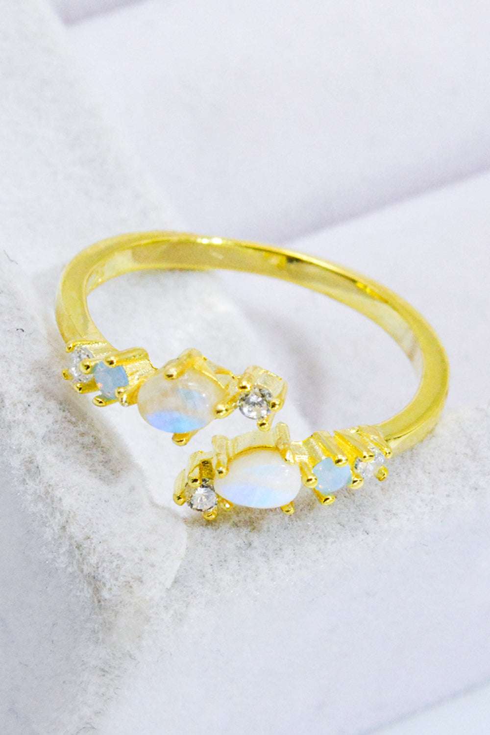 Natural Moonstone and Zircon Open Ring - Extrinsic Beauty