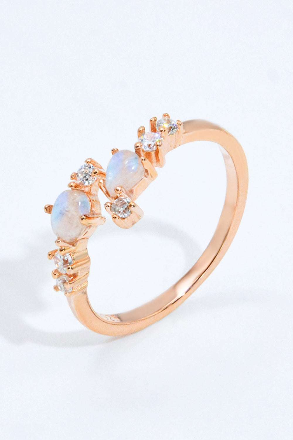 Natural Moonstone and Zircon Open Ring - Extrinsic Beauty