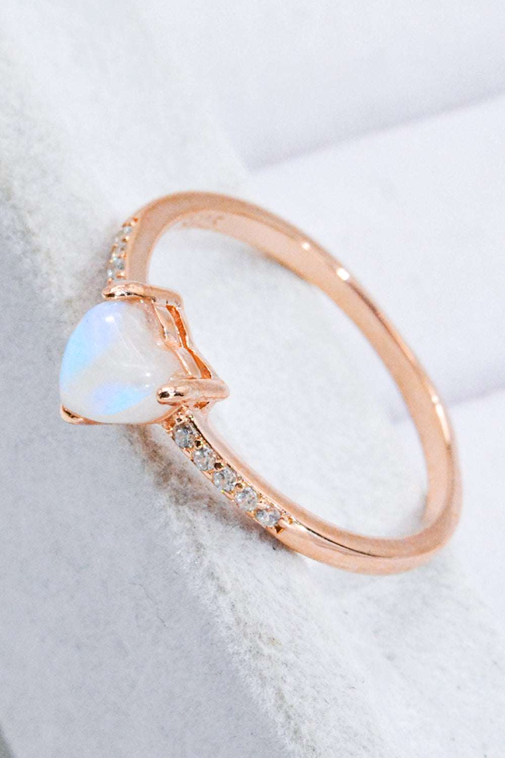 Natural Moonstone Heart 18K Rose Gold - Plated Ring - Extrinsic Beauty