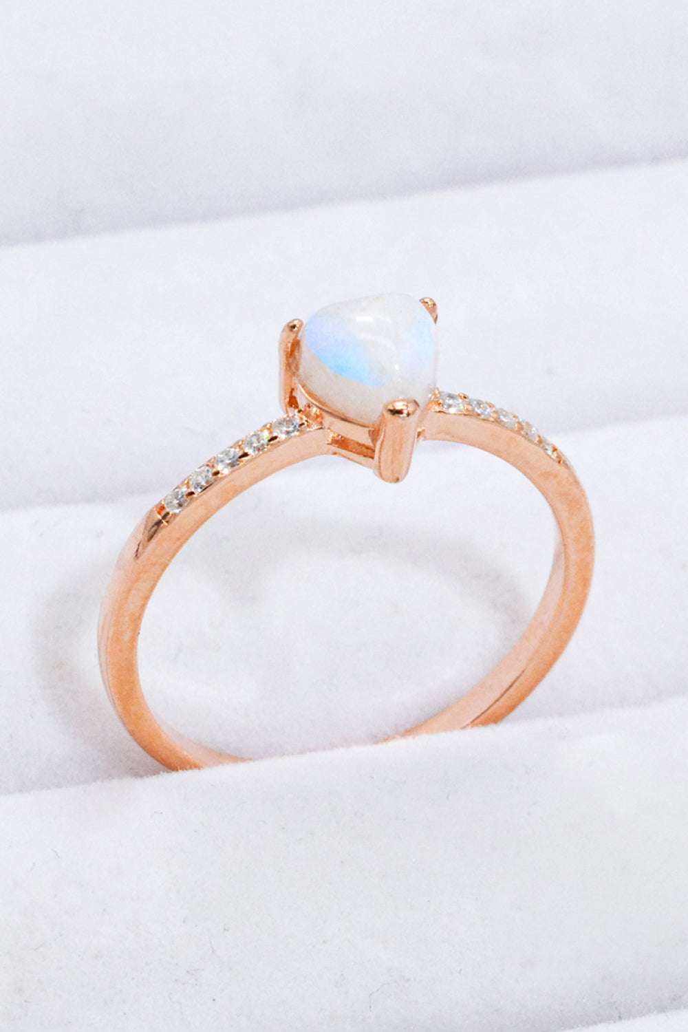 Natural Moonstone Heart 18K Rose Gold - Plated Ring - Extrinsic Beauty