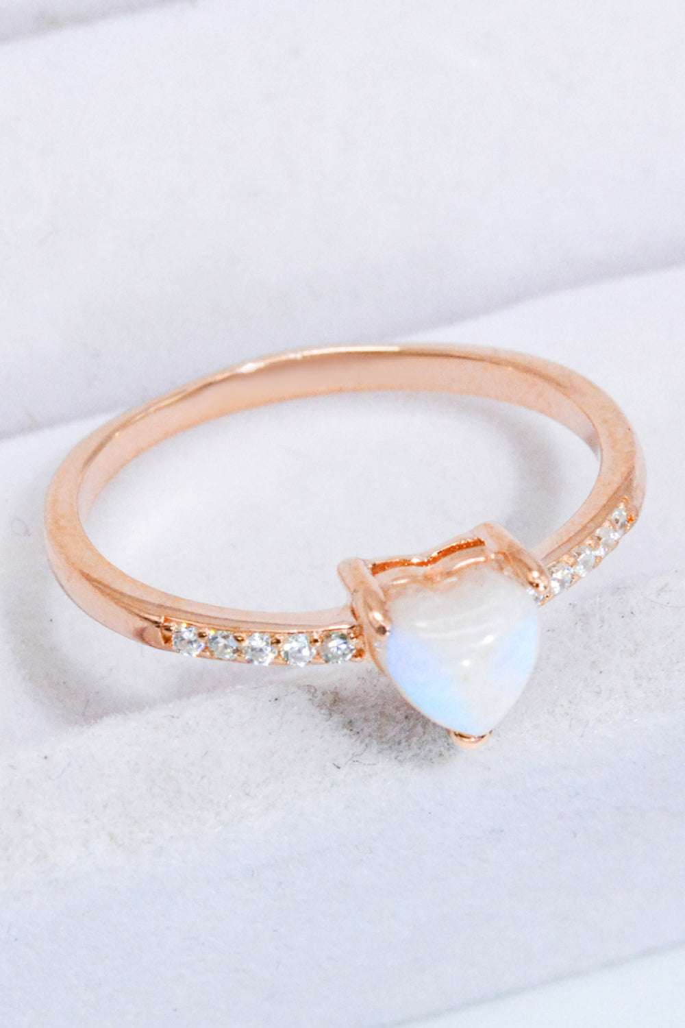 Natural Moonstone Heart 18K Rose Gold - Plated Ring - Extrinsic Beauty