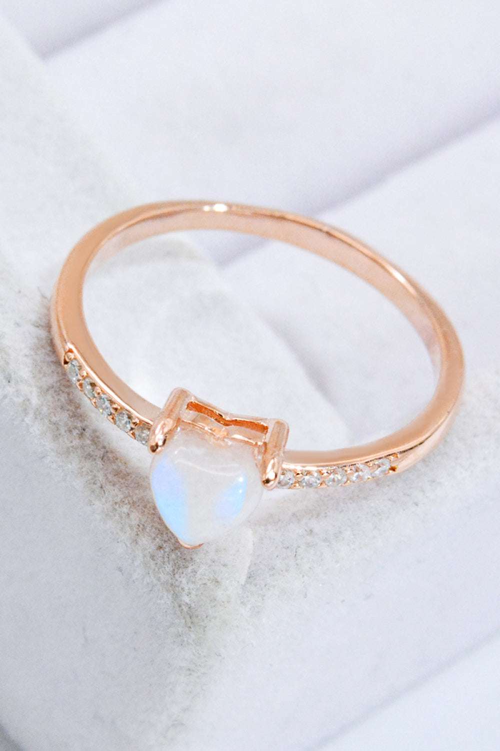 Natural Moonstone Heart 18K Rose Gold - Plated Ring - Extrinsic Beauty