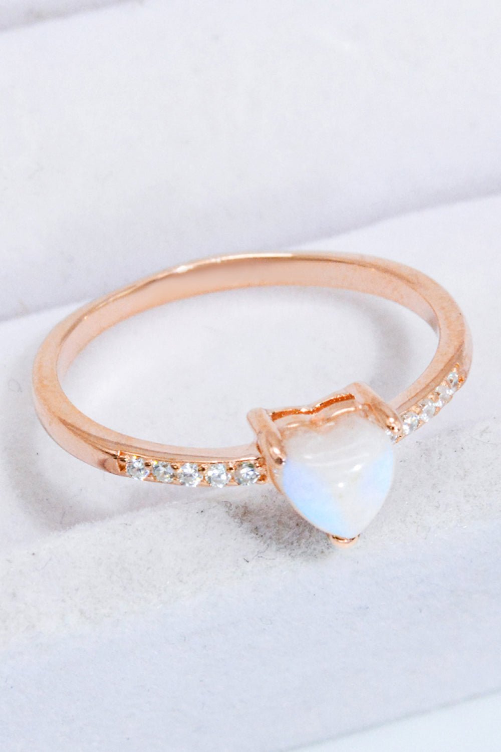 Natural Moonstone Heart 18K Rose Gold - Plated Ring - Extrinsic Beauty