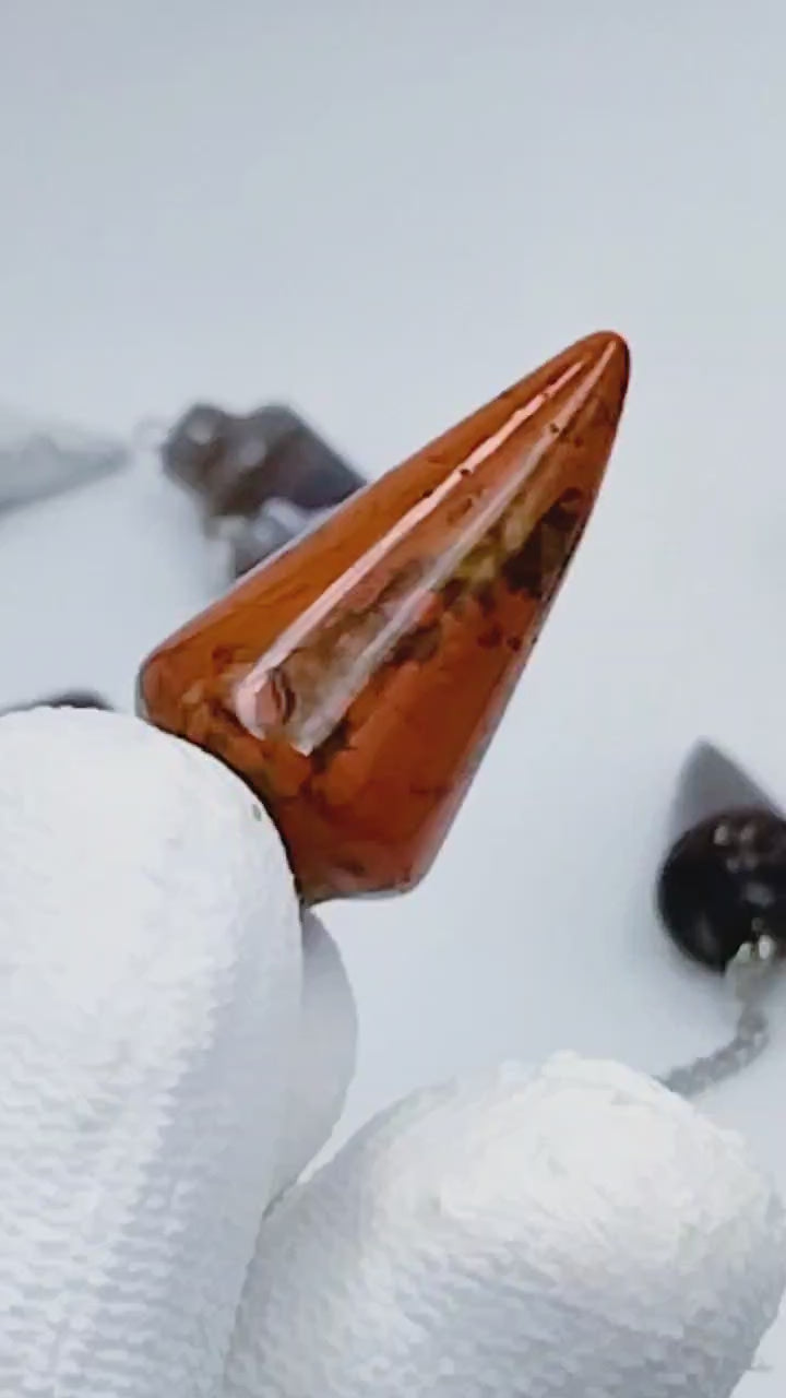 Handmade Natural Red Jasper gemstone dowsing Pendulum