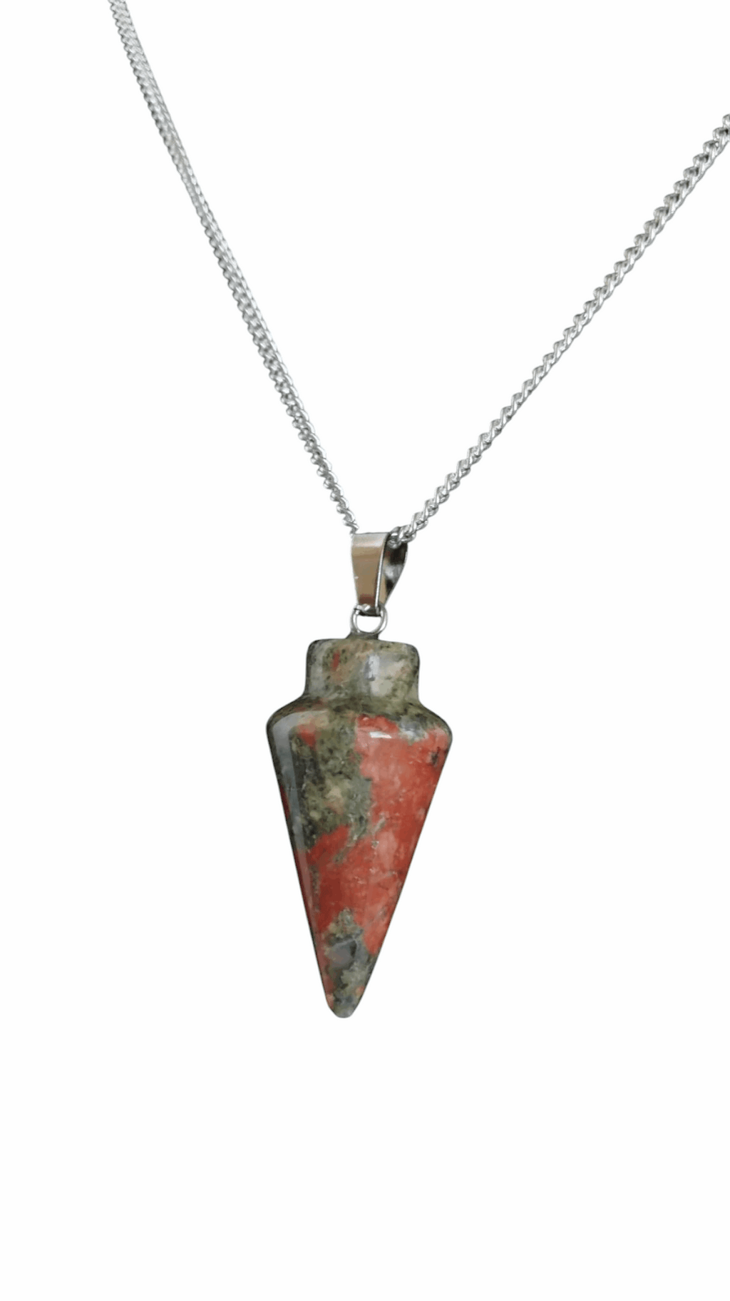 925 silver pendulum necklace with multicolor red green stone pendant drop