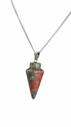 925 silver pendulum necklace with multicolor red green stone pendant drop