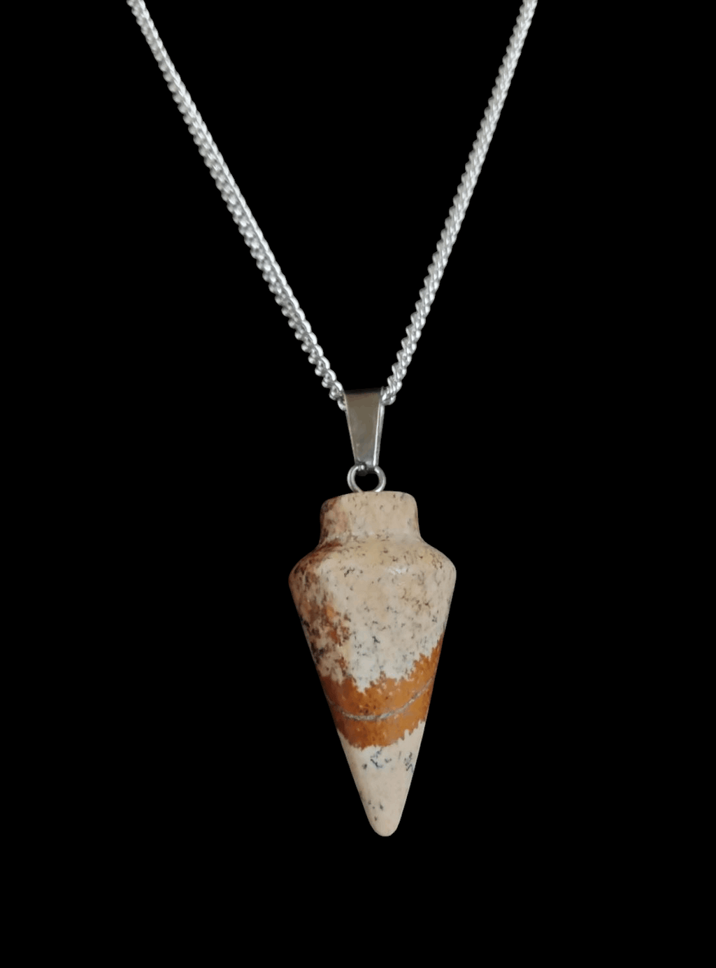 925 silver pendulum necklace with speckled brown stone drop pendant