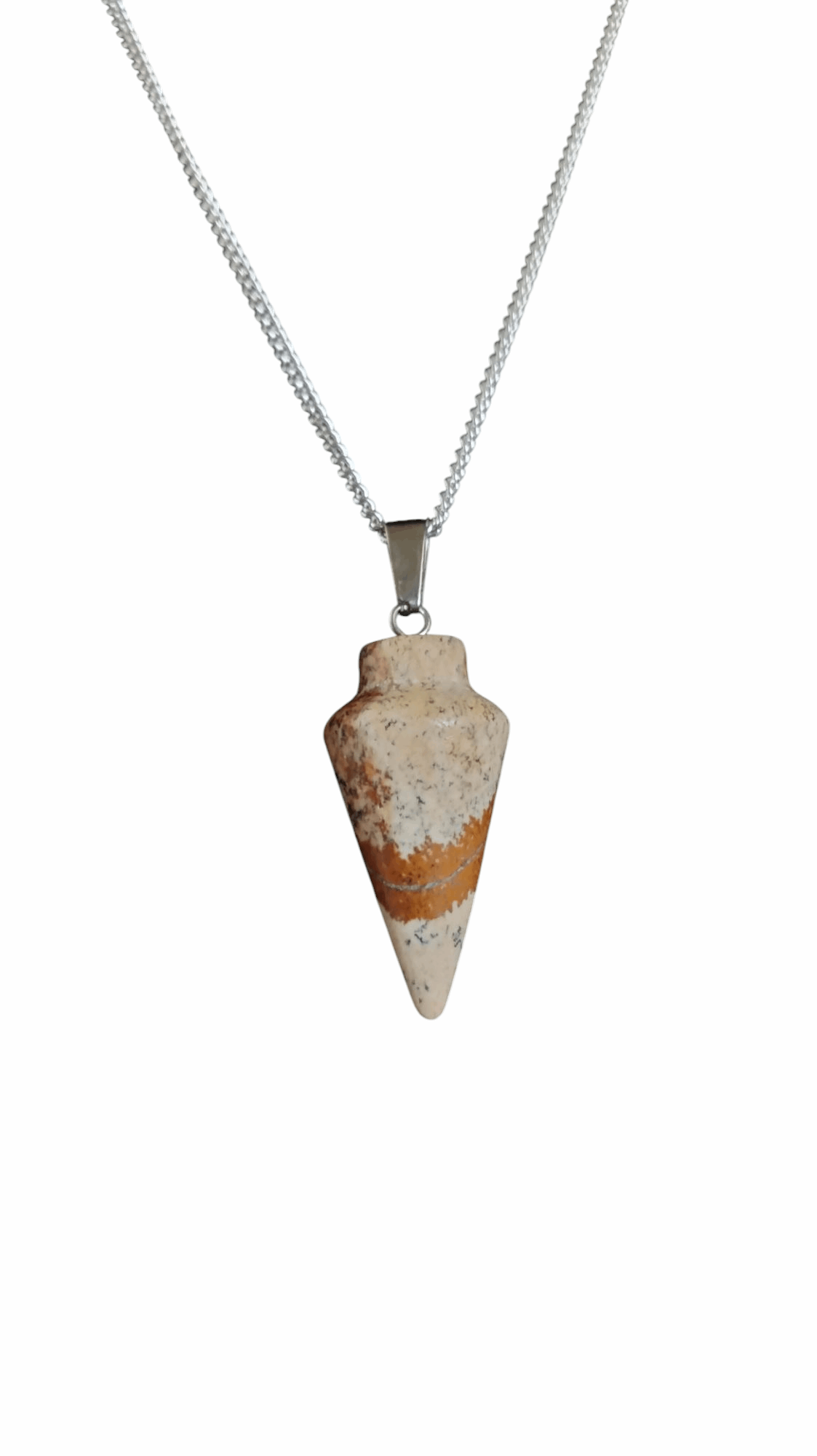 925 silver pendulum necklace with brown speckled stone drop pendant