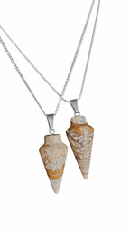 925 silver pendulum necklace with two brown speckled stone drop pendants