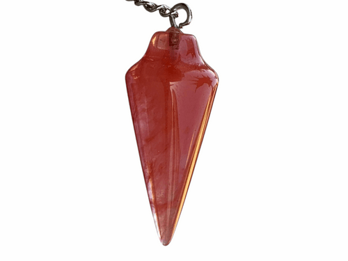 Red quartz pendulum charm with pointed teardrop crystal body and top loop