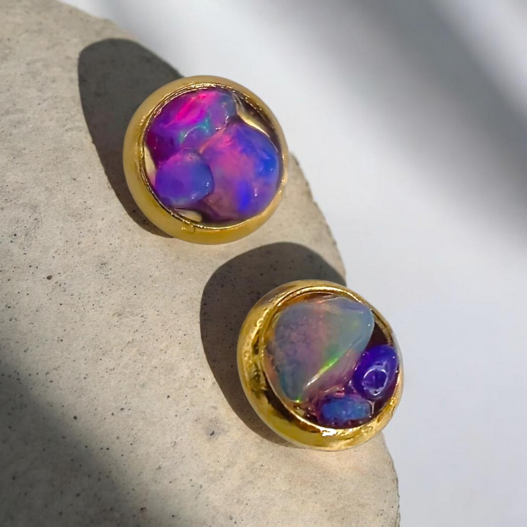 Ethiopian Purple Opal Stud earrings