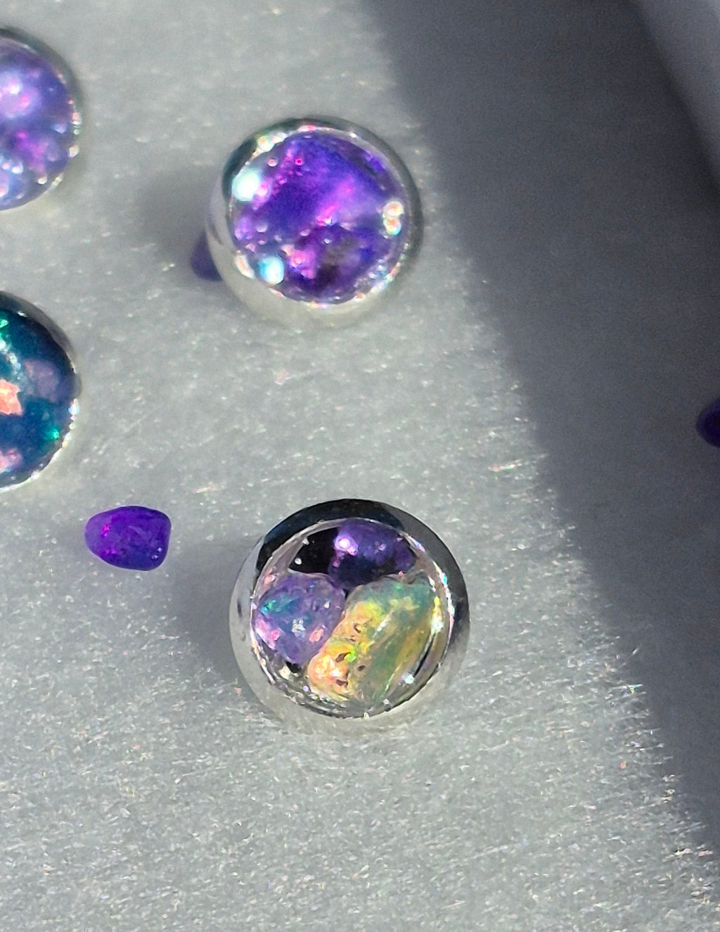 Ethiopian Purple Opal Stud earrings