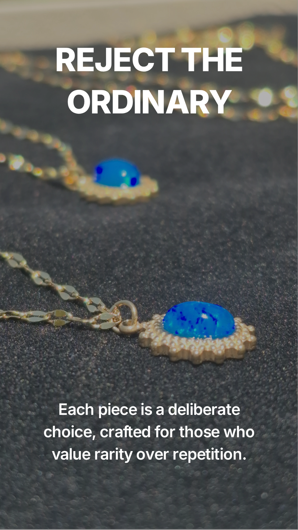 Sunburst Blue Opal Necklace | Natural 4x6mm Cabochon in 18k Gold Plated Flake Chain | Extrinsic Beauty