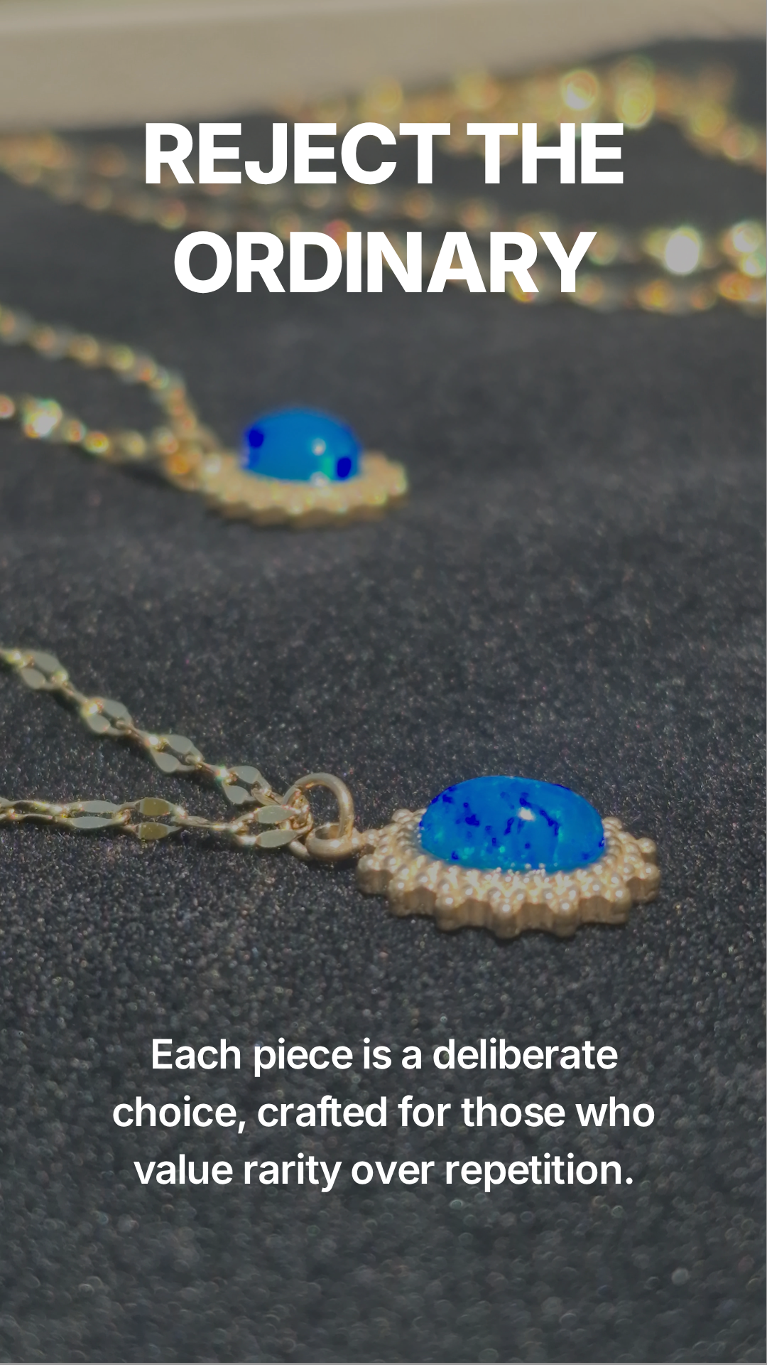 Sunburst Blue Opal Necklace | Natural 4x6mm Cabochon in 18k Gold Plated Flake Chain | Extrinsic Beauty