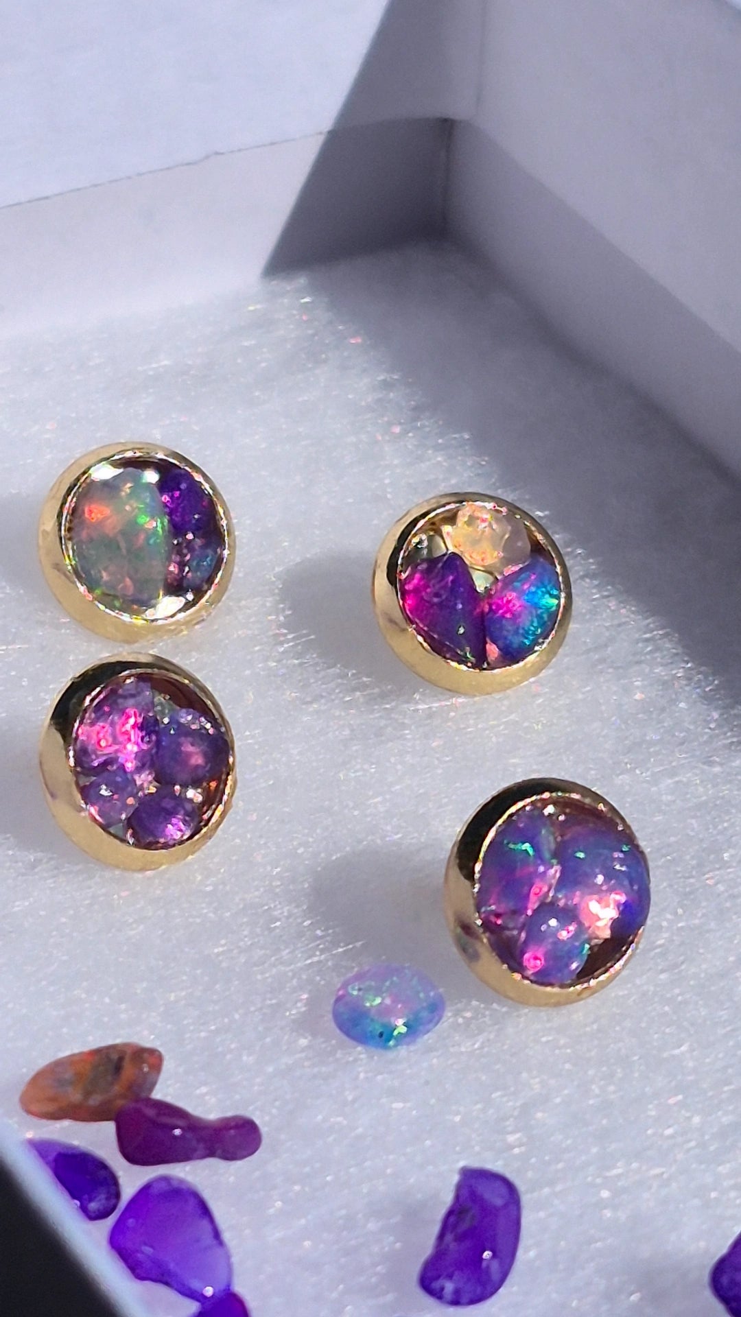 Ethiopian Purple Opal Stud earrings