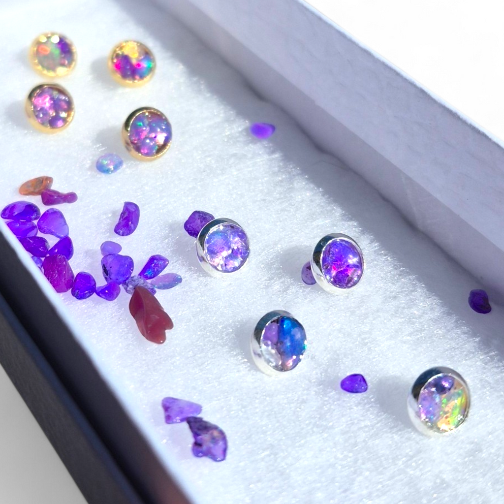 Ethiopian Purple Opal Stud earrings