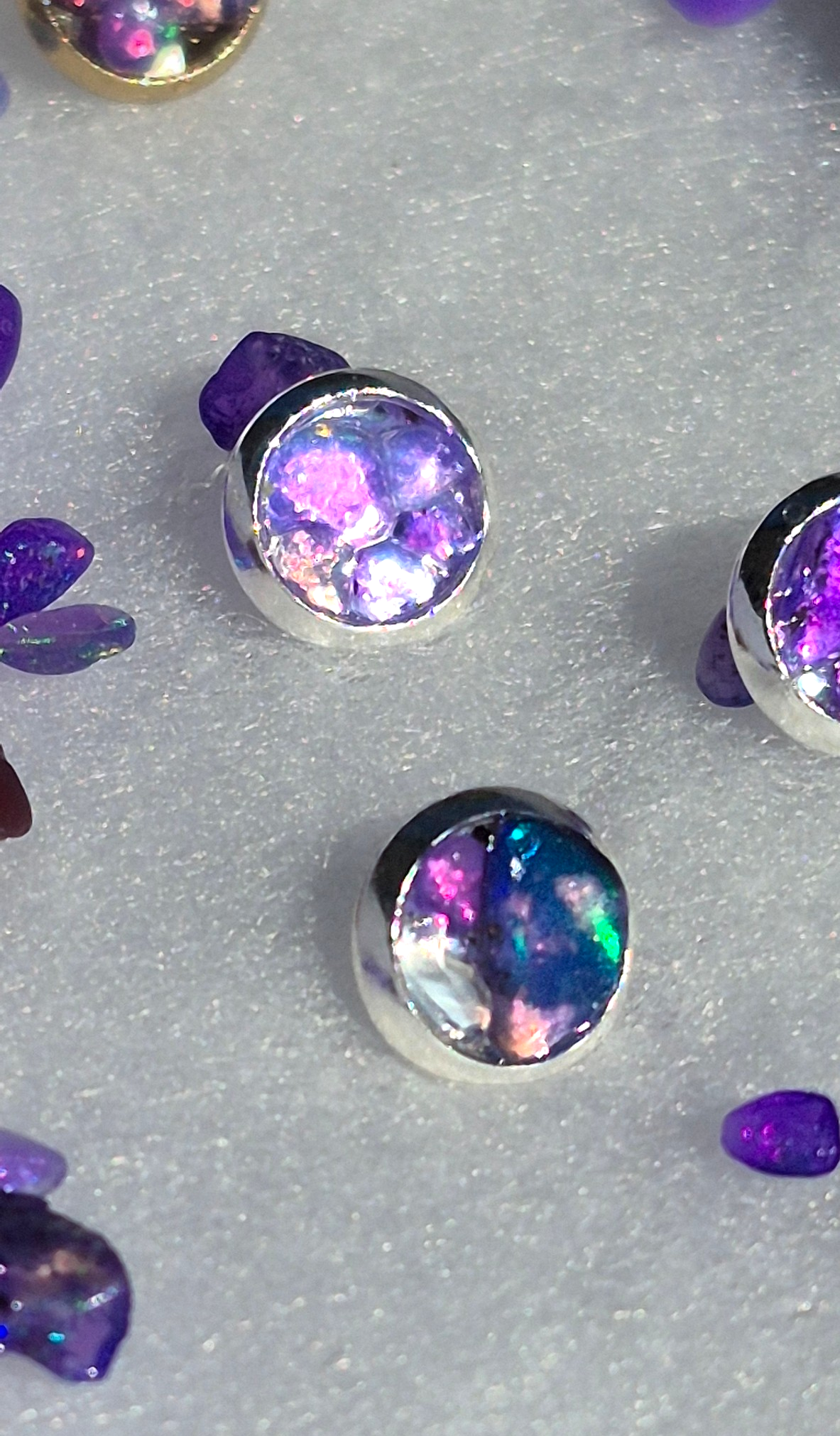 Ethiopian Purple Opal Stud earrings